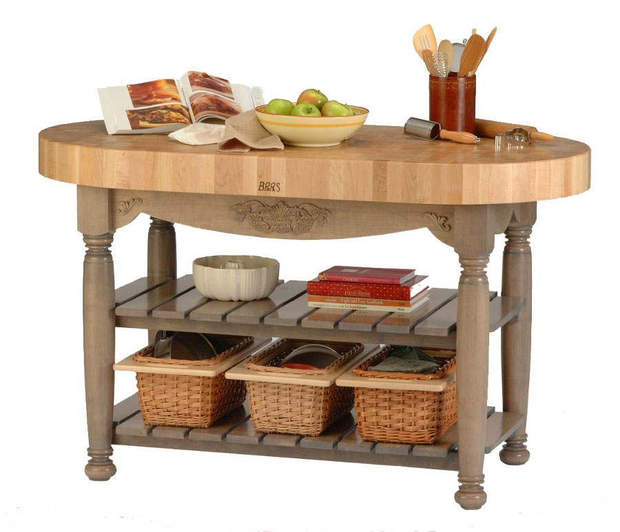 John Boos Harvest Table Oval Butcher Block Island